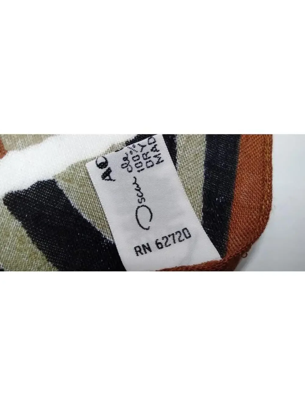 Oscar de la Renta Vintage Rayon Scarf Geometric Zebra Bohemian Black Brown Tan